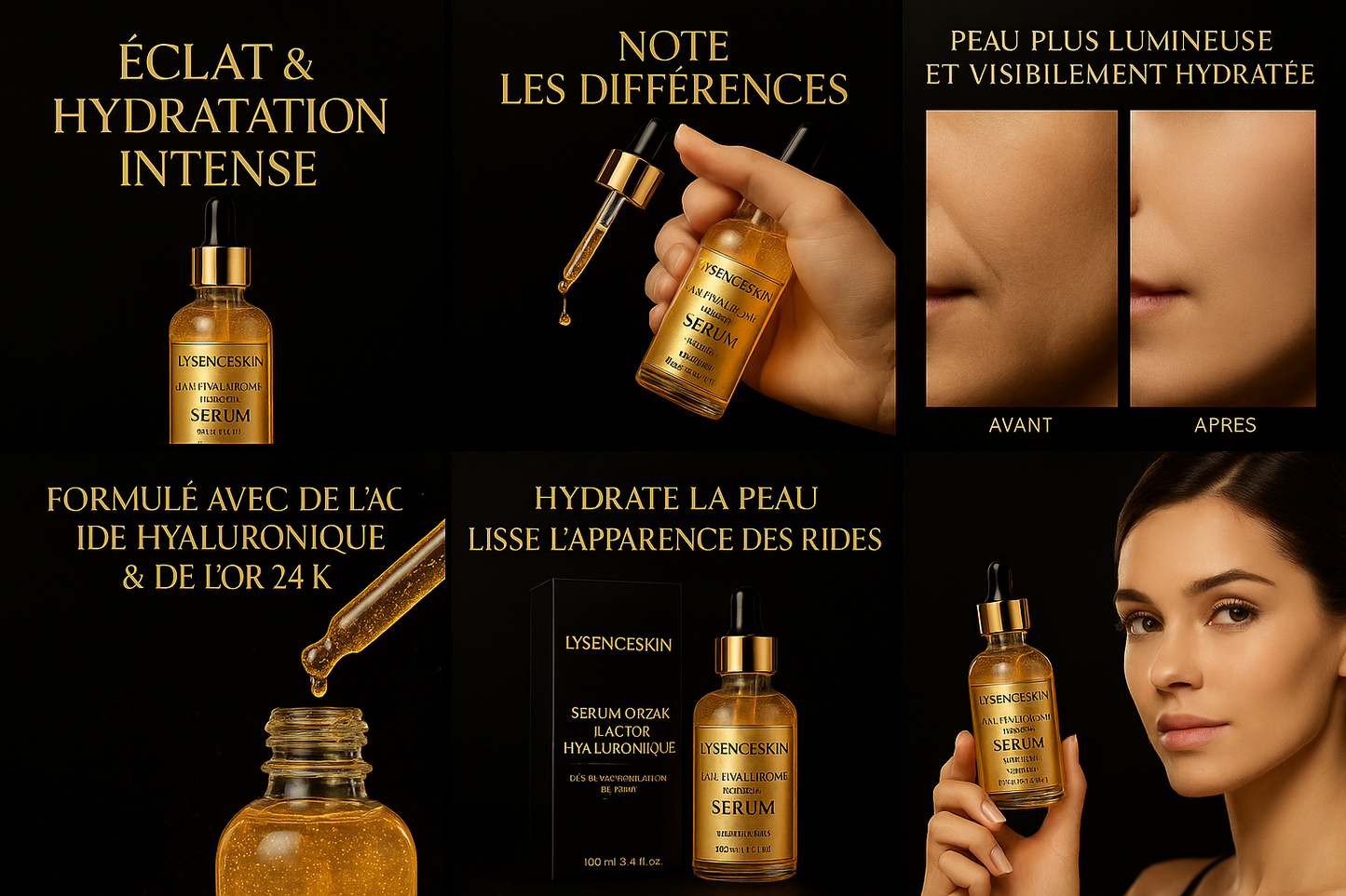 Sérum Or 24K Anti-Âge – Hydratation Profonde & Raffermissement Intense